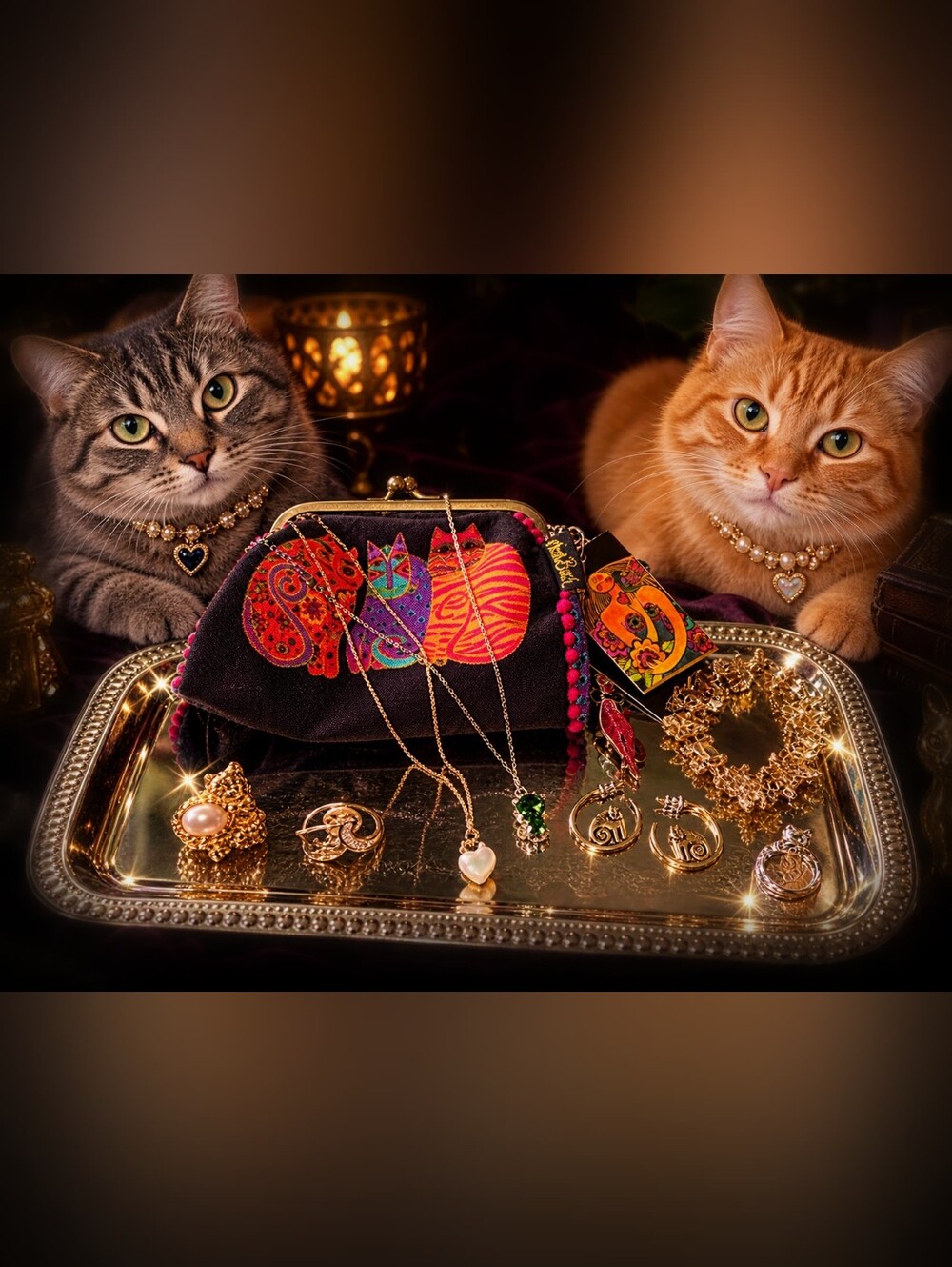 Laurel Burch Cat Theme 8pc Mixed Lot Earrings Necklace Ring Bracelet Brooch